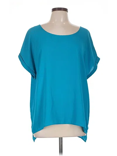 Pre-owned Tahari Short Sleeve Blouse In Teal