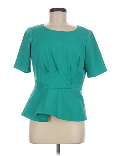 Pre-owned Tahari Short Sleeve Blouse In Teal