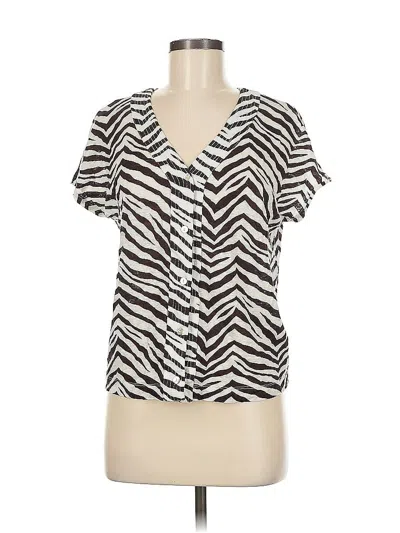 Pre-owned Tahari Short Sleeve Blouse In White