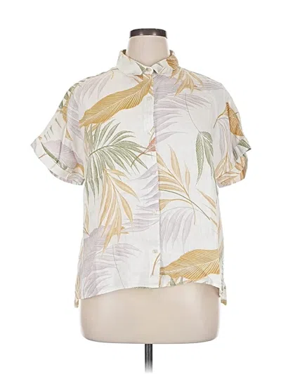 Pre-owned Tahari Short Sleeve Blouse In White