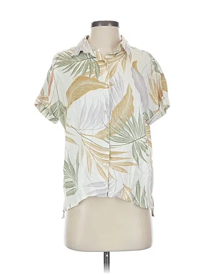 Pre-owned Tahari Short Sleeve Blouse In White