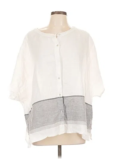 Pre-owned Tahari Short Sleeve Blouse In White
