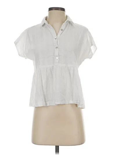 Pre-owned Tahari Short Sleeve Blouse In White