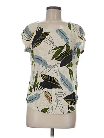 Pre-owned Tahari Short Sleeve Blouse In White