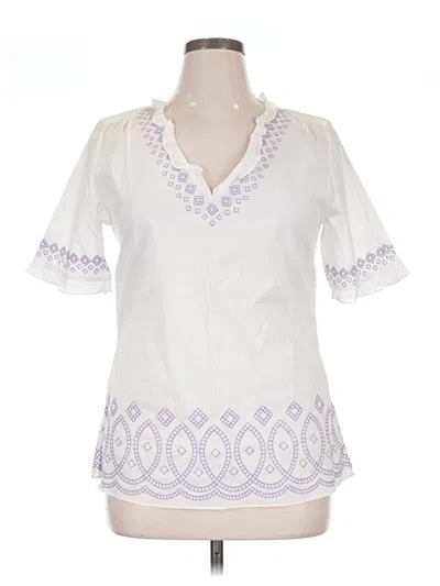 Pre-owned Tahari Short Sleeve Blouse In White