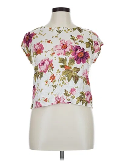 Pre-owned Tahari Short Sleeve Blouse In White