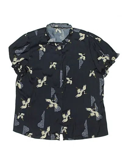 Pre-owned Tahari Kids' Short Sleeve Button Down Shirt In Black