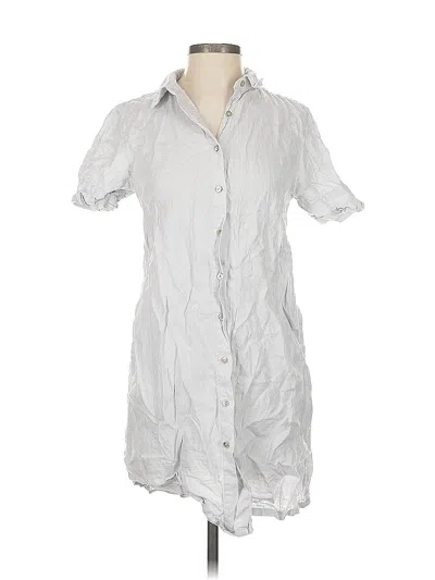 Pre-owned Tahari Short Sleeve Button Down Shirt In Silver