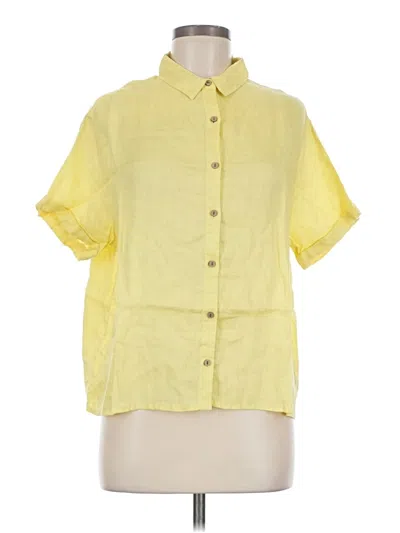Pre-owned Tahari Short Sleeve Button Down Shirt In Yellow