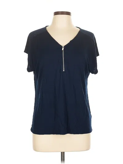 Pre-owned Tahari Short Sleeve Henley Shirt In Blue