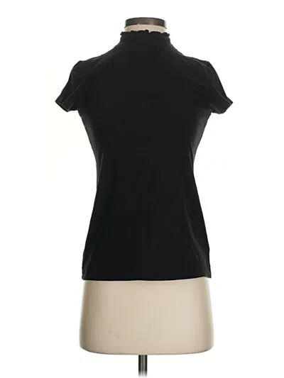 Pre-owned Tahari Short Sleeve Top Black Mock Neckline Tops
