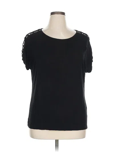 Pre-owned Tahari Short Sleeve Top Black Scoop Neck Tops