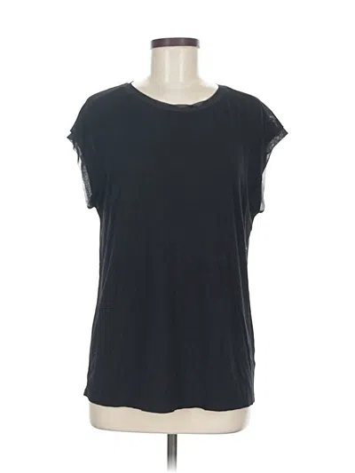 Pre-owned Tahari Short Sleeve Top Black Scoop Neck Tops