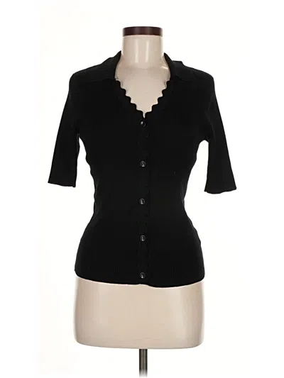 Pre-owned Tahari Short Sleeve Top Black Sweetheart Neckline Tops