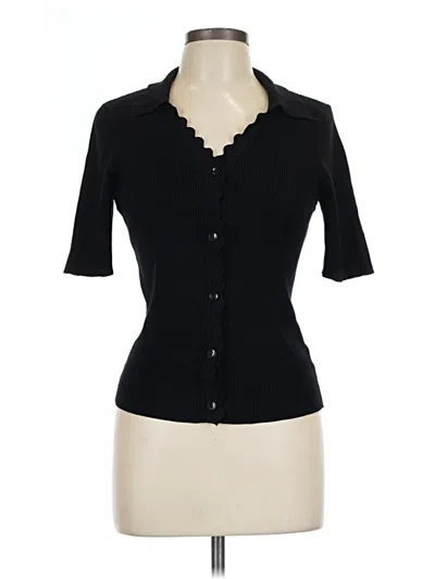 Pre-owned Tahari Short Sleeve Top Black Sweetheart Neckline Tops