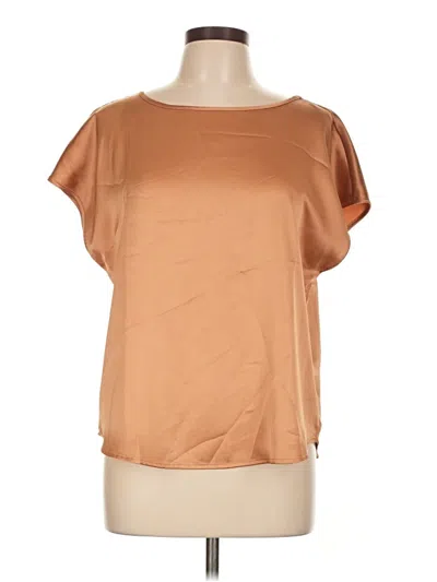 Pre-owned Tahari Short Sleeve Top Brown Boatneck Tops