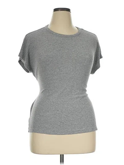 Pre-owned Tahari Short Sleeve Top Gray Crew Neck Tops