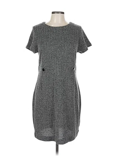 Pre-owned Tahari Short Sleeve Top Gray Keyhole Neckline Tops