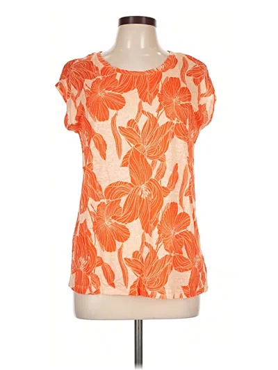 Tahari Short Sleeve Top Orange Scoop Neck Tops