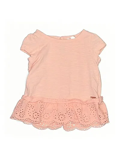 Pre-owned Tahari Kids' Short Sleeve Top Pink Keyhole Neckline Tops
