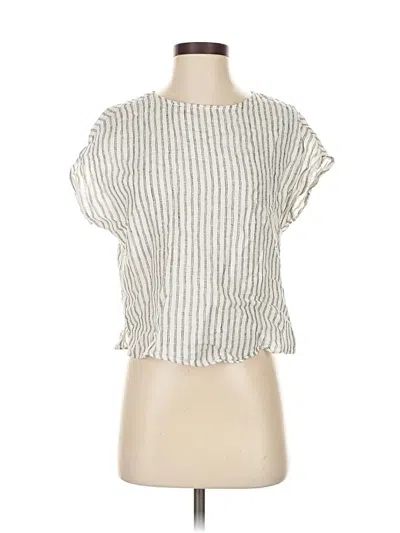 Pre-owned Tahari Short Sleeve Top Silver Square Neckline Tops