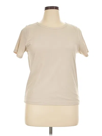 Pre-owned Tahari Short Sleeve Top Tan Crew Neck Tops