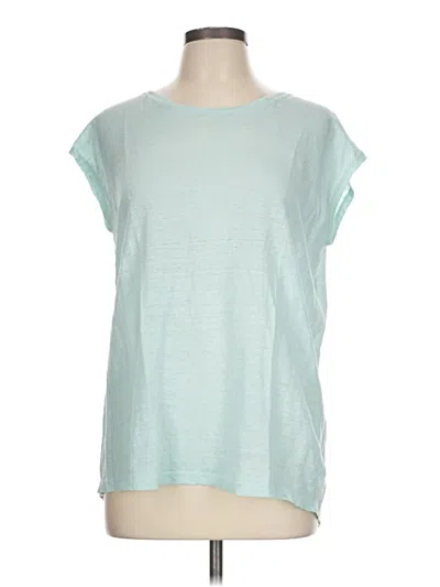 Pre-owned Tahari Short Sleeve Top Teal Boatneck Tops In Blue