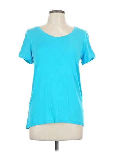Tahari Short Sleeve Top Teal Scoop Neck Tops In Blue
