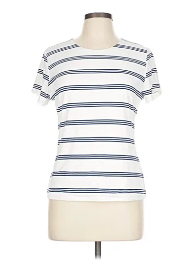 Pre-owned Tahari Short Sleeve Top White Crew Neck Tops