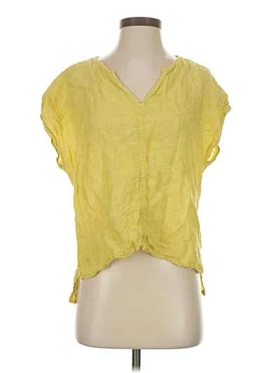 Pre-owned Tahari Short Sleeve Top Yellow V Neck Tops