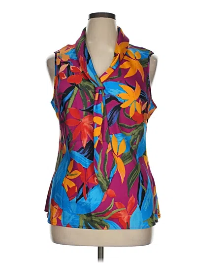 Pre-owned Tahari Sleeveless Blouse In Blue