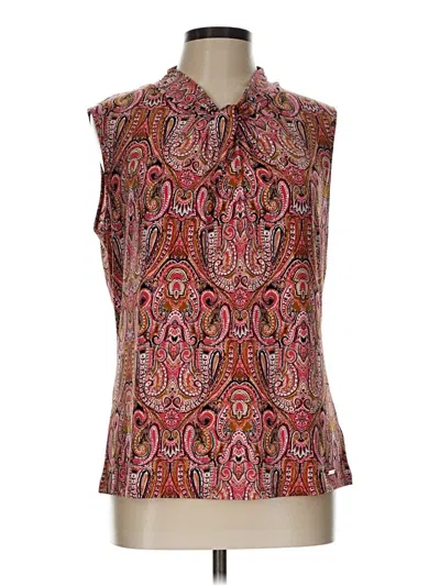 Pre-owned Tahari Sleeveless Blouse In Burgundy