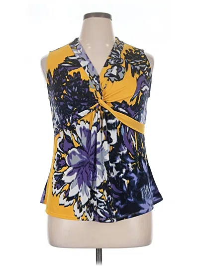 Pre-owned Tahari Sleeveless Blouse In Yellow