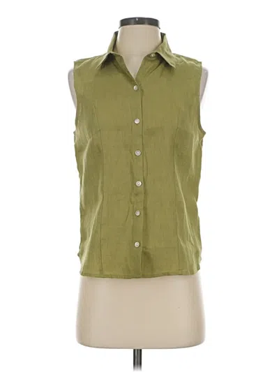 Pre-owned Tahari Sleeveless Button Down Shirt In Green