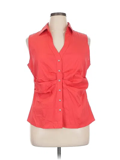 Pre-owned Tahari Sleeveless Button Down Shirt In Red
