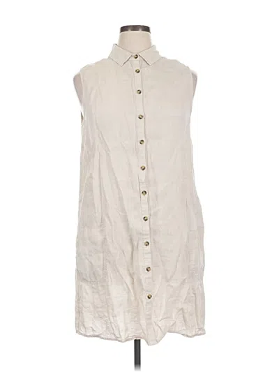 Pre-owned Tahari Sleeveless Button Down Shirt In White