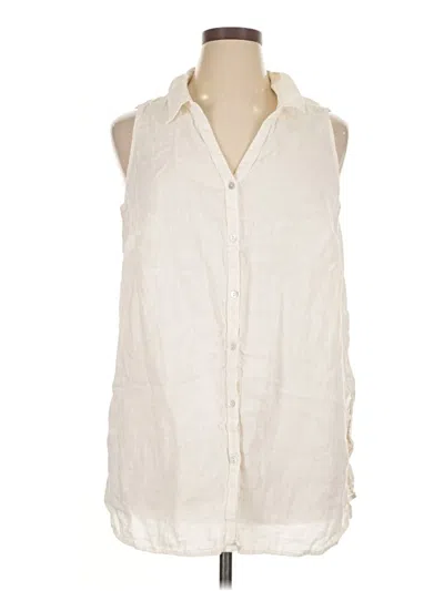 Pre-owned Tahari Sleeveless Button Down Shirt In White