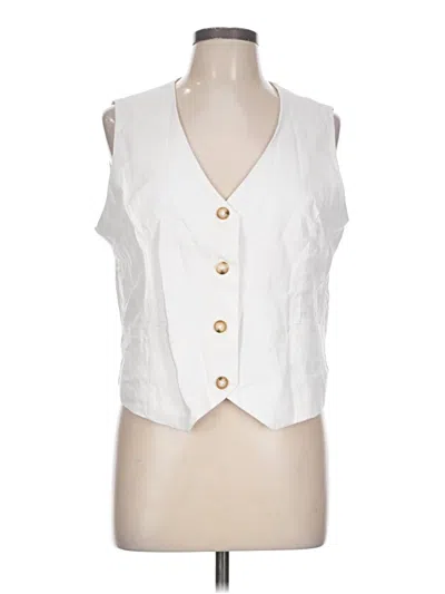 Pre-owned Tahari Sleeveless Button Down Shirt In White