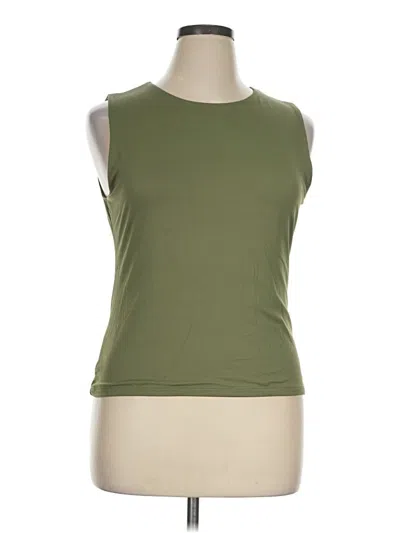 Pre-owned Tahari Sleeveless Top Green Color Block Pattern Boatneck Tops