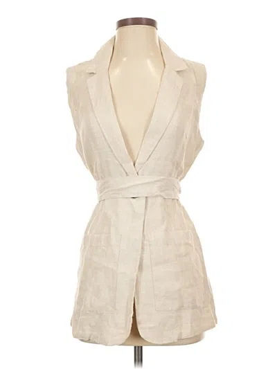 Pre-owned Tahari Sleeveless Top Ivory Plunge Neckline Tops