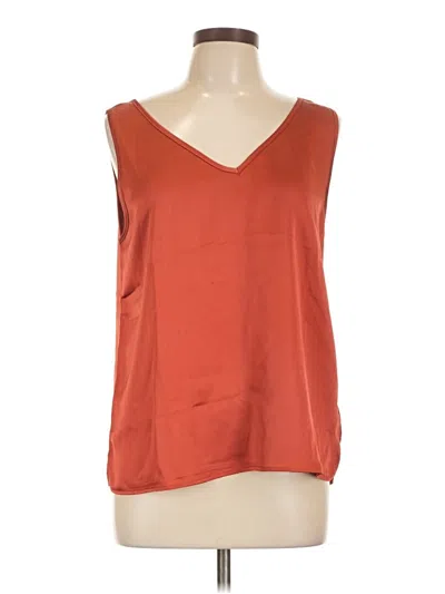 Pre-owned Tahari Sleeveless Top Orange V Neck Tops
