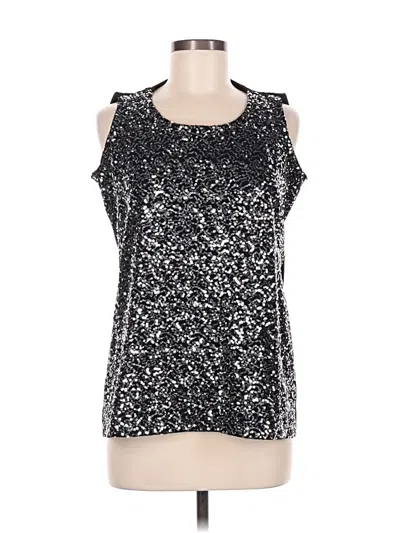 Pre-owned Tahari Sleeveless Top Silver Cold Shoulder Neckline Tops