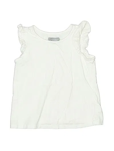 Pre-owned Tahari Kids' Sleeveless Top White Solid Pattern Ruffles Neckline Tops