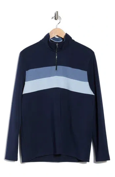 Tahari Slim Fit Half Zip Pullover In Blue