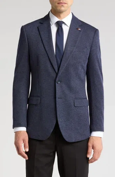 Tahari Slim Fit Knit Blazer In Blue Melange