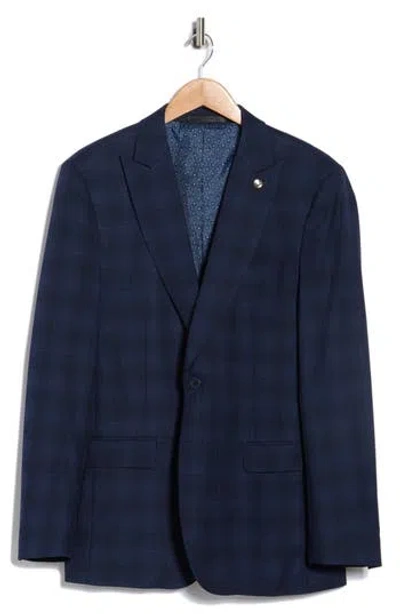 Tahari Slim Fit Plaid Blazer In Blue