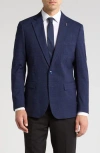 Tahari Slim Fit Plaid Blazer In Navy