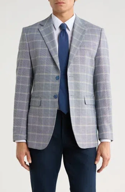 Tahari Slim Fit Tonal Windowpane Plaid Blazer In Blue