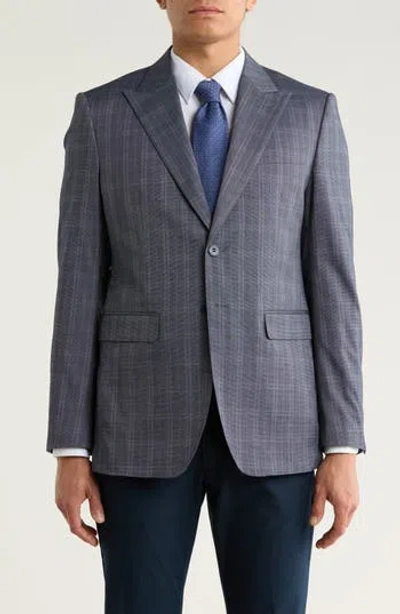 Tahari Slim Fit Tonal Windowpane Plaid Blazer In Blue