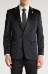 Tahari Slim Fit Velour Blazer In Black